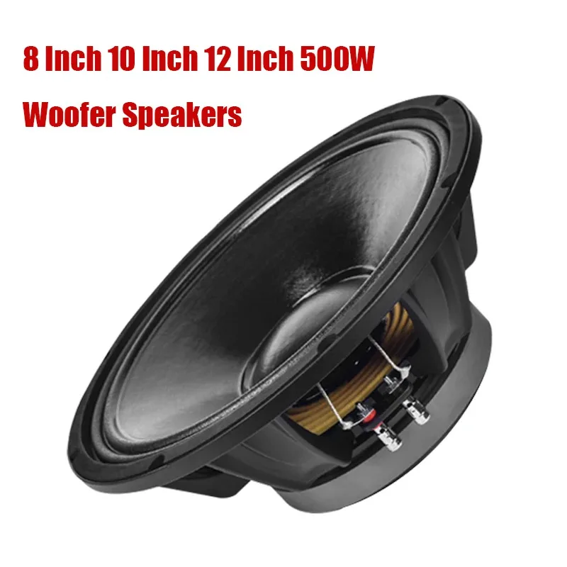 Altavoces de graves de 8 pulgadas, 10 pulgadas, 12 pulgadas, 8 Ohm, 500W, 400W, altavoz de graves de rango medio de frecuencia completa, altavoz de graves de escenario KTV, bocina