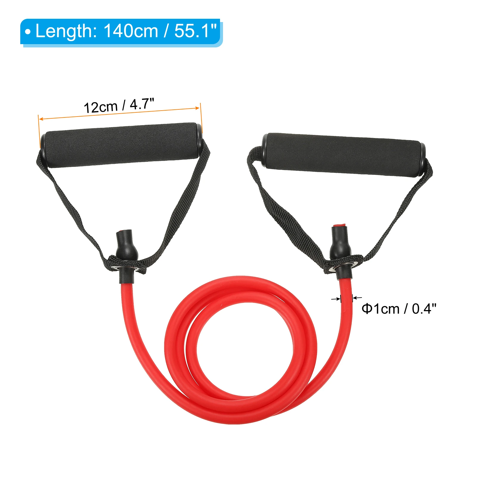 Uxcell Single Resistance Band with Handles, TPE Elastic Exercise Band for Home Workouts Strength Training Fitness Pilates