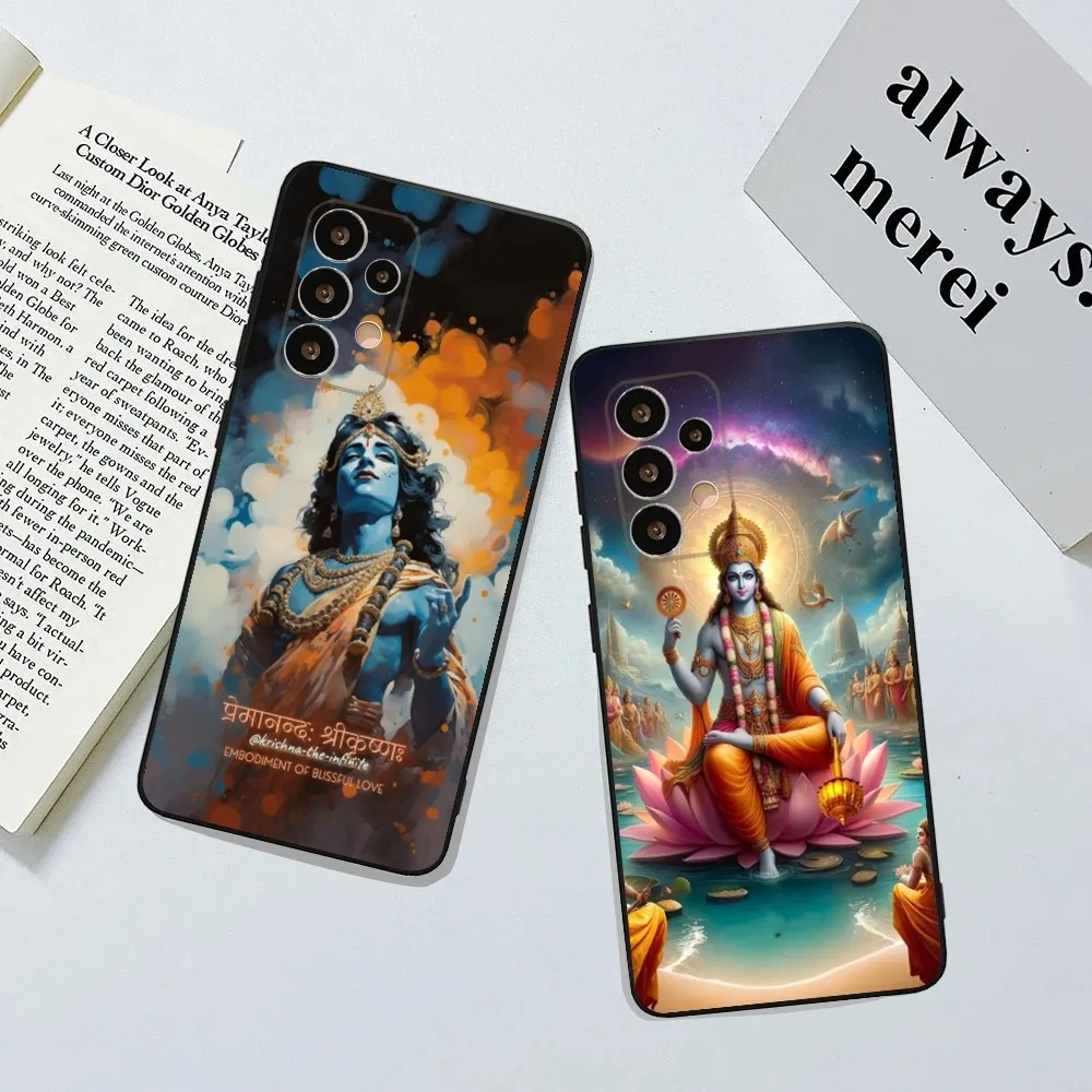 Vishnu Hare Krishna Phone Case For Samsung Galaxy A13,A21s,A22,A31,A32,A52,A53,A71,A80,A91 Soft Black Cover