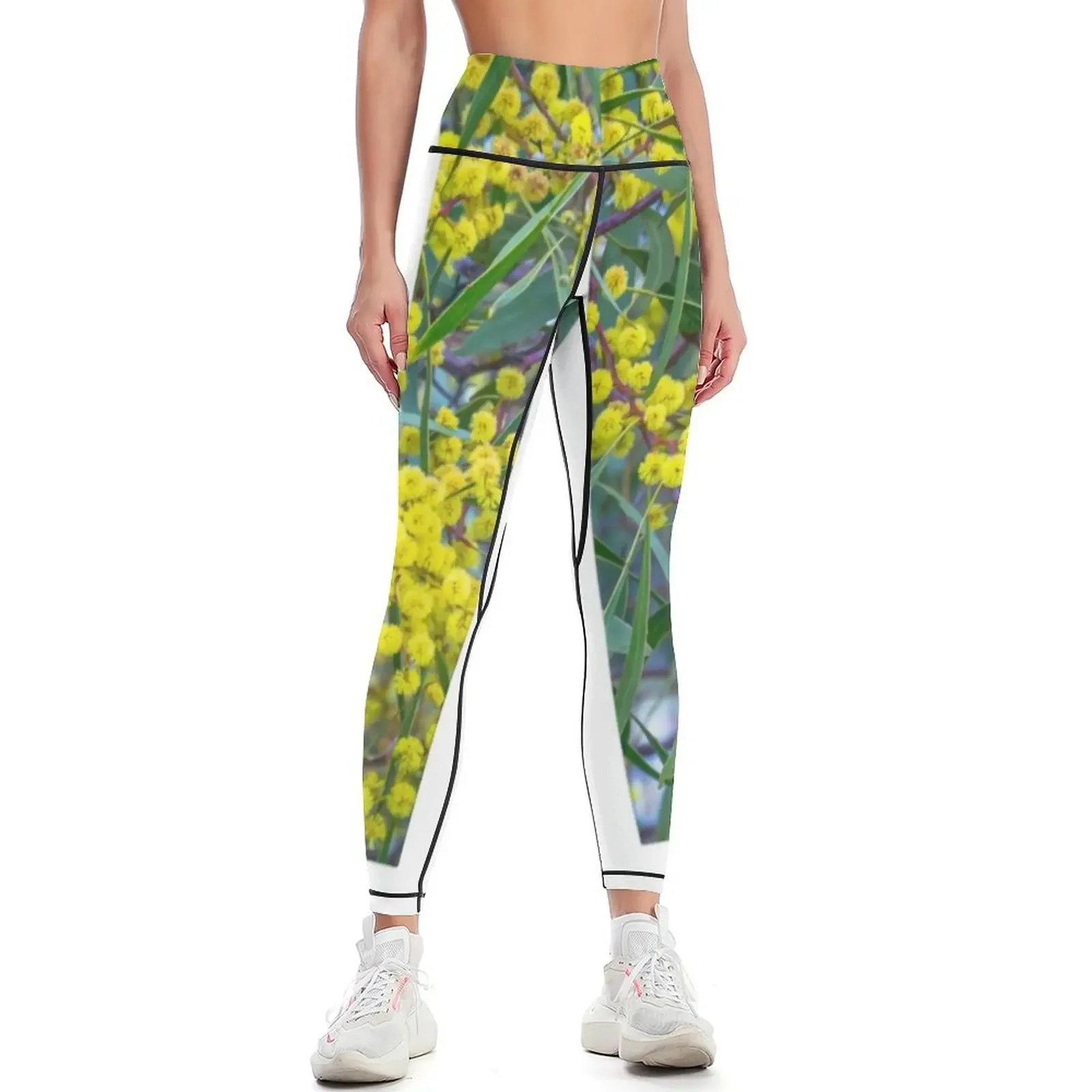 

Golden Wattle and Gum Leaves Leggings harem pants Sports female sport legging Fitness's gym clothes Womens Leggings