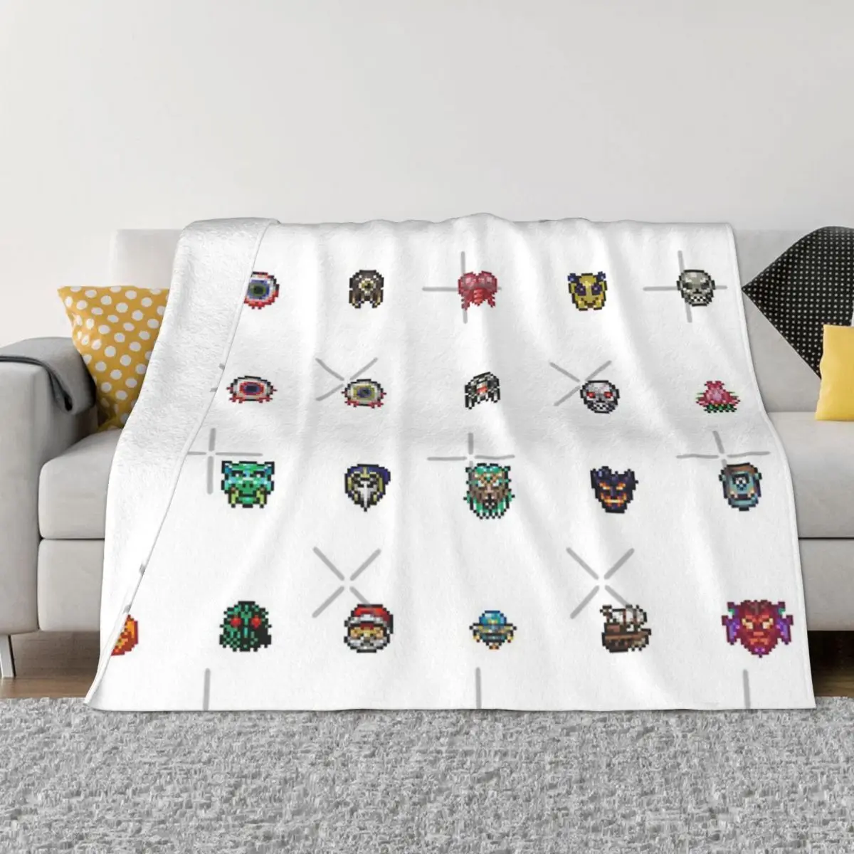 Terraria Bosses Retro Icons Anime Blankets Throw Blanket Custom Blanket Personalized Throw Blanket