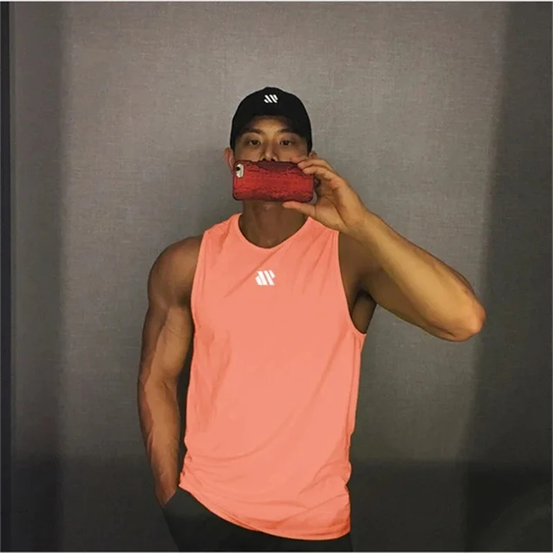 2025 men's fitness vest mens fitness sleeveless shirt mesh breathable sports vest underwear gym running casual quick drying vest