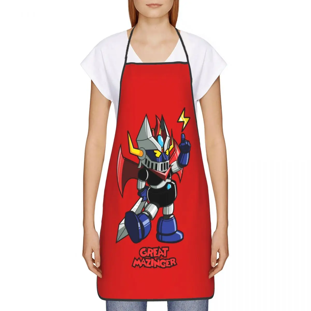 Great Mazinger Bib Aprons Men Women Kitchen Chef Cartoon Robot Mechanical Warrior Tablier Cuisine for Cooking Baking Gardening