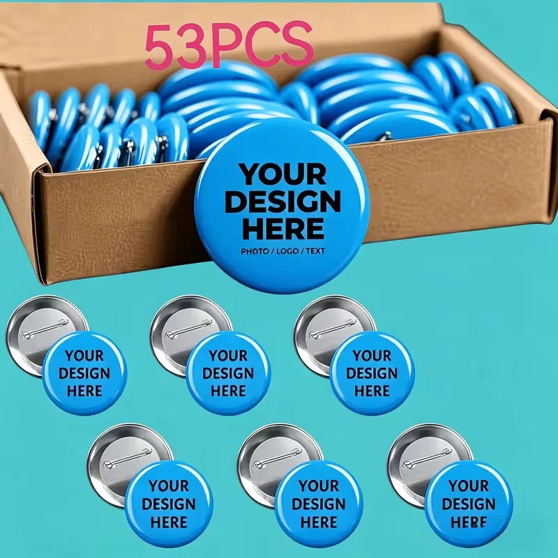 53pcs Custom Photo/Logo/Text Personalized Metal Buttons And Badges Set - Korean House Design with Korean Architecture And Japane