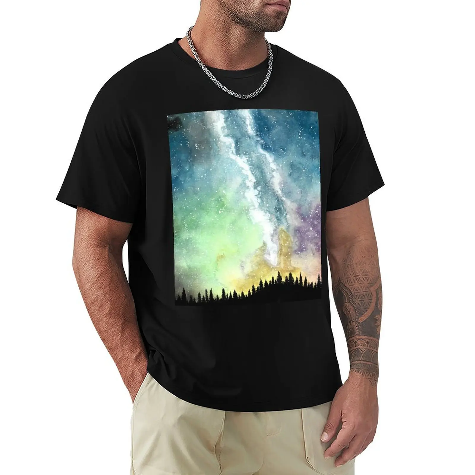 

Northern Lights T-Shirt Luxury man anime clothes sweat mens t shirt