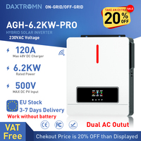 Daxtromn 6.2KW Hybrid Solar Inverter 48V 230VAC Pure Sine Wave Inverter 6200W On Grid Dual Output with MPPT 120A Solar Charger