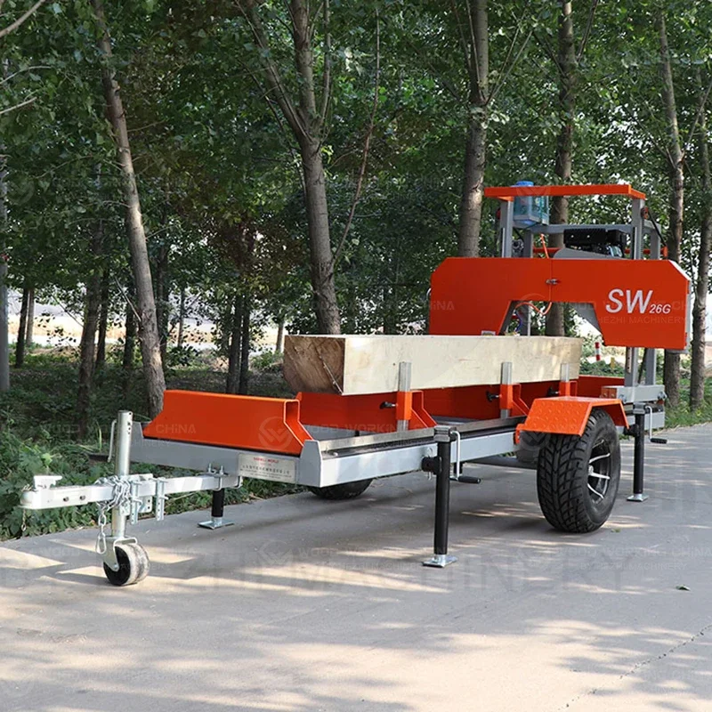 Portable Trailer Hydraulics Panel Horizontal Band Saw Wood Cutting Machines