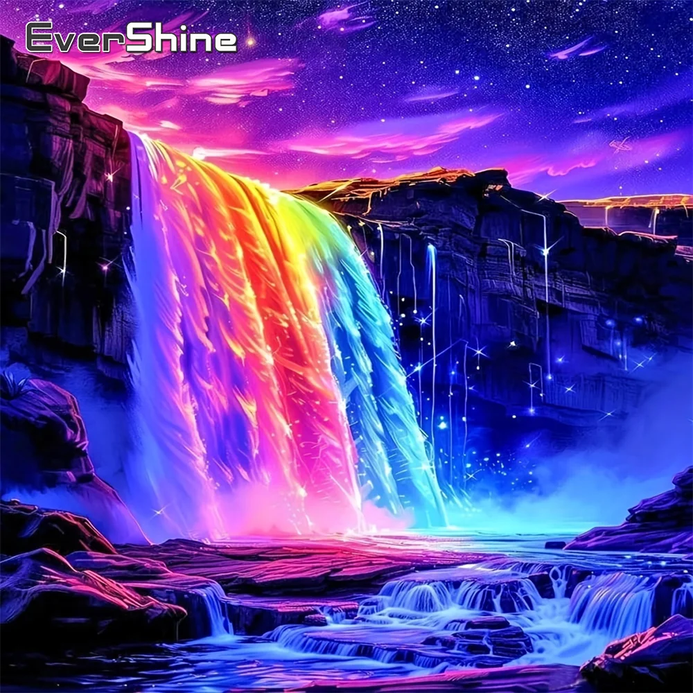 EverShine Diamantmalerei Landschaftsbild Strass-Mosaik Wasserfall Vollquadratische Stickerei Berg Handgemachtes Hobby