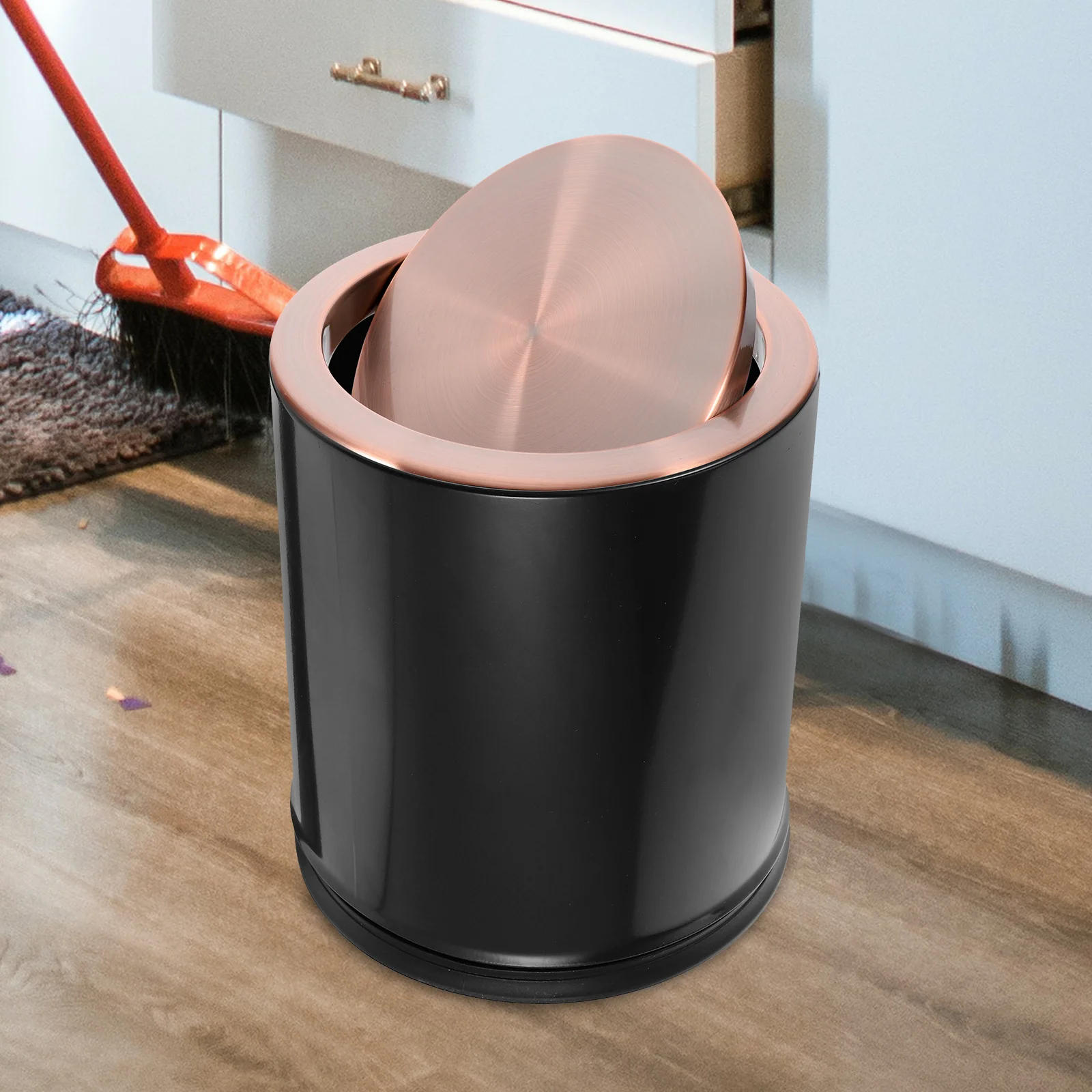 

Stainless Steel Trash Can Lid Recessed Countertop Cover Built-In Flap For Kitchen Bathroom Waste Bin Round Flush Mount