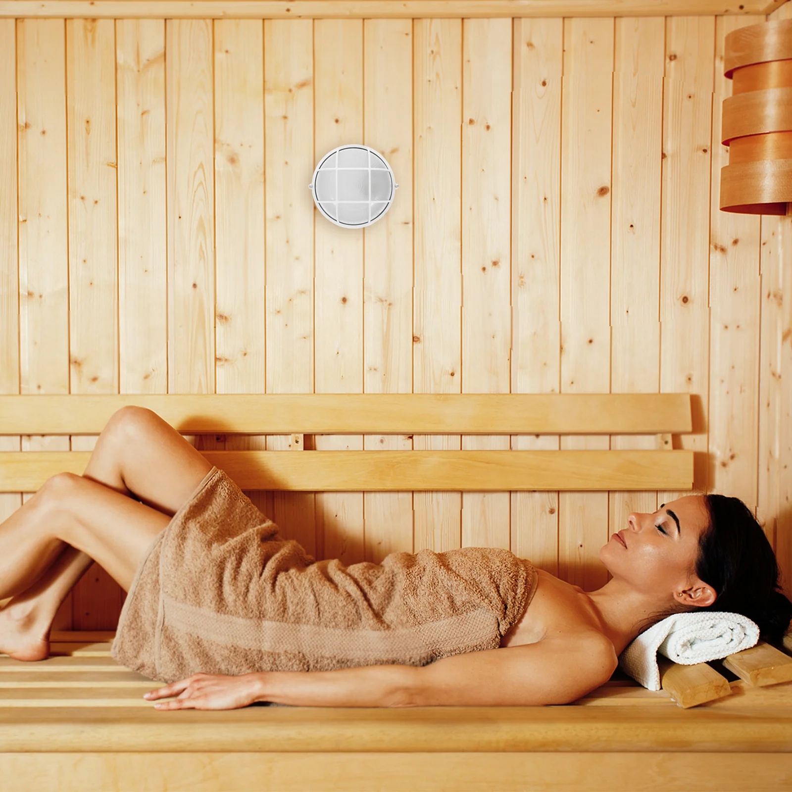 

Sauna Room Glass Light Fixture E27 Lamp Holder Bright Illumination for Steam Room Ceiling Round Waterproof Lighting