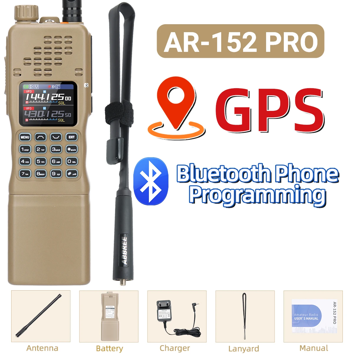 Baofeng AR-152 Pro GPS Walkie Talkie Two Way Radio 12000mAh Battery Tactial 50KM Long Range AN PRC-152 Multi Band Transceiver image 3