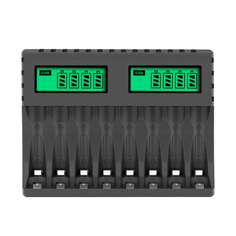 

8 Slots NiCd/NiMH Rechargeable Batteries USB Input Battery Charger Smart Battery Charger Aa Aaa Charger Size 5 and 7 LCD Display