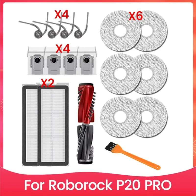YANA50I 19PCS Brush Filter Dust Bag And Mop Cloth Kit For Roborock P20 Pro Vacuum Cleaner Accessories Replacement Parts