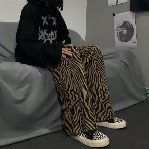 Zebra-Pantalon de survêtement à jambe large surdimensionné pour homme, pantalon baggy droit, streetwear masculin, basket-ball At, Y2K, nouveau, 2023