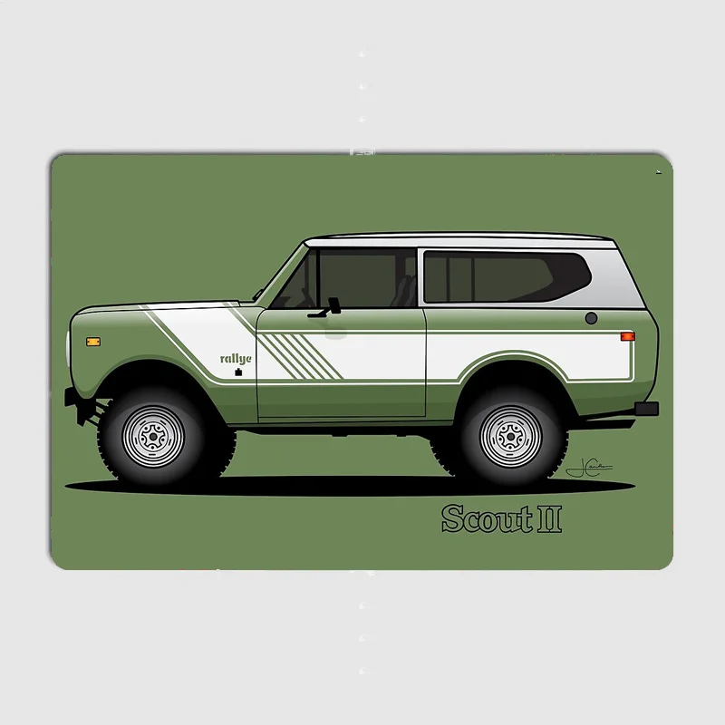 International Harvester Scout II Rally Off Road 4x4 Metal Sign Poster Garage Room Decoration Car Club Indoor Wall Home Decor
