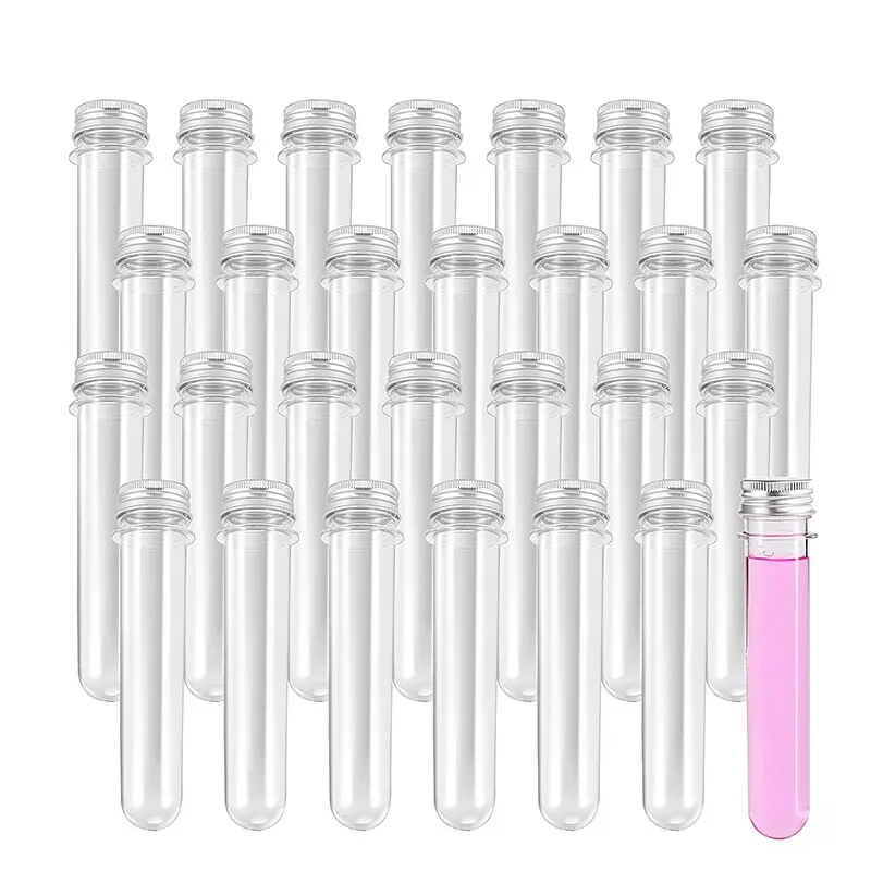 20Pcs Clear Plastic Test Tubes with Lids 40ml Candy Tube Organizer with Leak-Proof Caps Tubes Container for Sample Bath Salt