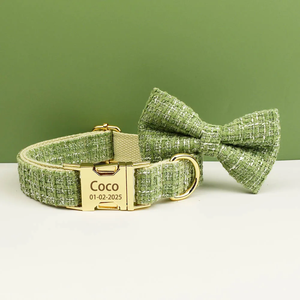 Customizable Adjustable Dog Collar with ID Tag Engraving Personalized Name Tag for Small Medium Large Dogs Puppy Leash Set