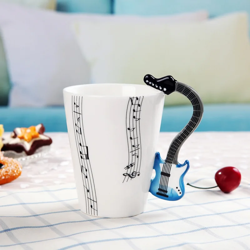 Ceramic Mug Guitar Mugs Musical Instrument Musical Note Shapes Coffee Mugs Milk Tea Cups Drinkwars for Kitchen Tool