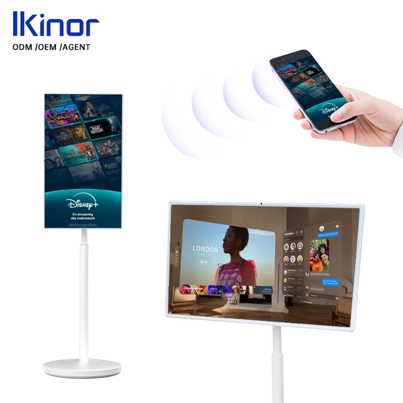 21.5 Inch Made LED HDTV LCD Smart TV Rechargeable Portable 10-Point Touch 75Hz Full HD Wheels Speaker Gym Gaming