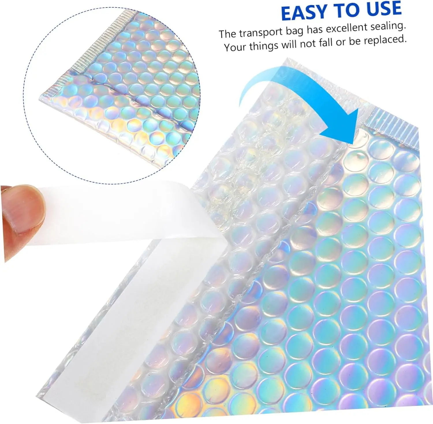 Amplop Buble Mailer Warna Pelangi 50pcs, Amplop Buble Mailer Segel Sendiri, Amplop Berlapis, Kantong Hadiah, Kantong Kemasan Laser untuk Buku