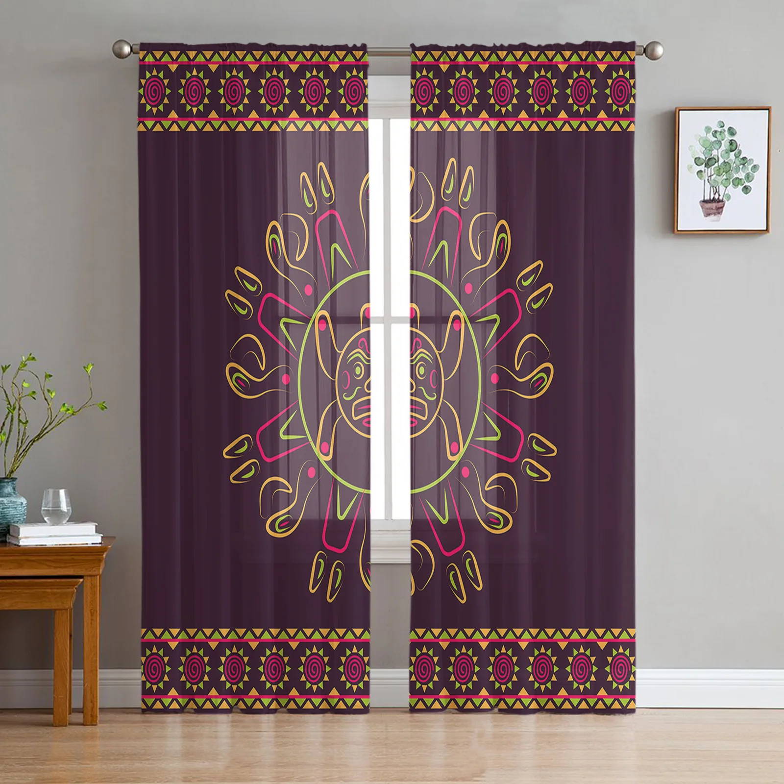 Hispanic Cultural Heritage Month Sheer Curtains For Living Room Window Tulle Curtain Bedroom Kitchen Decoration Voile Drapes