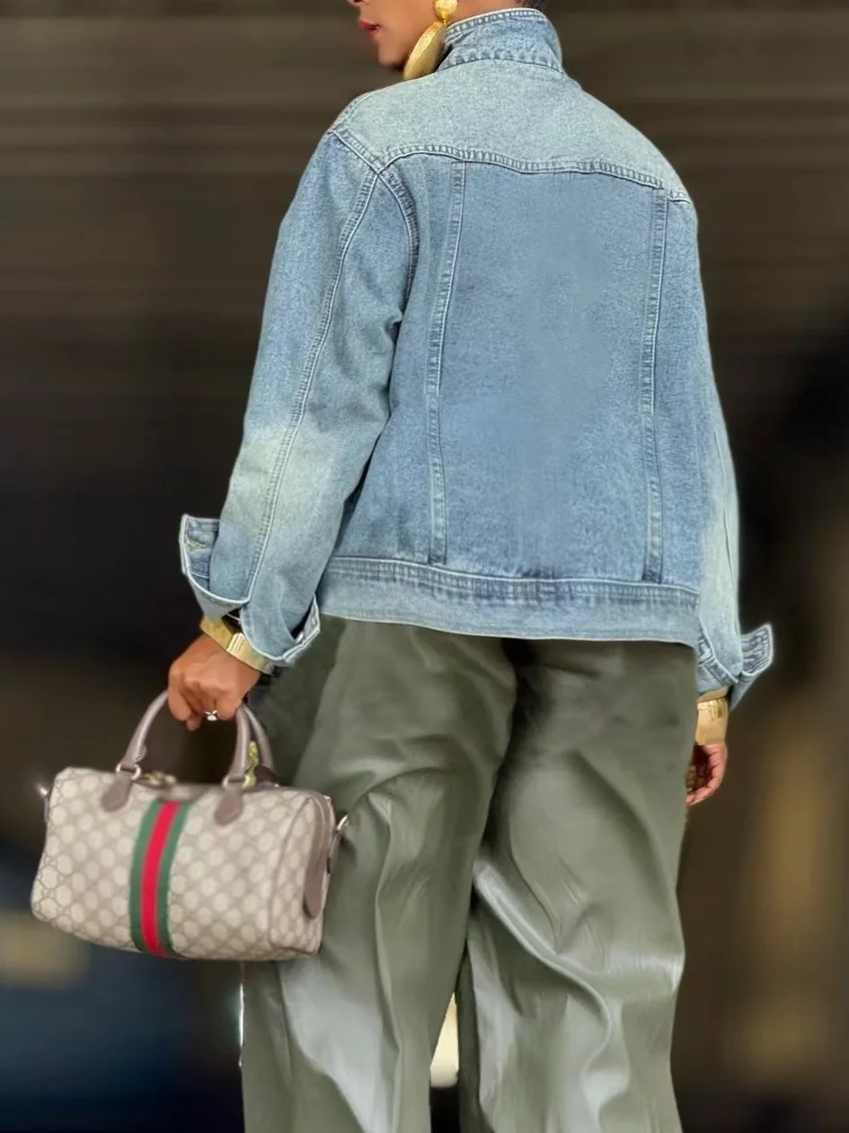 Street Motorcycle Washed Denim - đánh giá và giá Patchwork Jean Jacket
