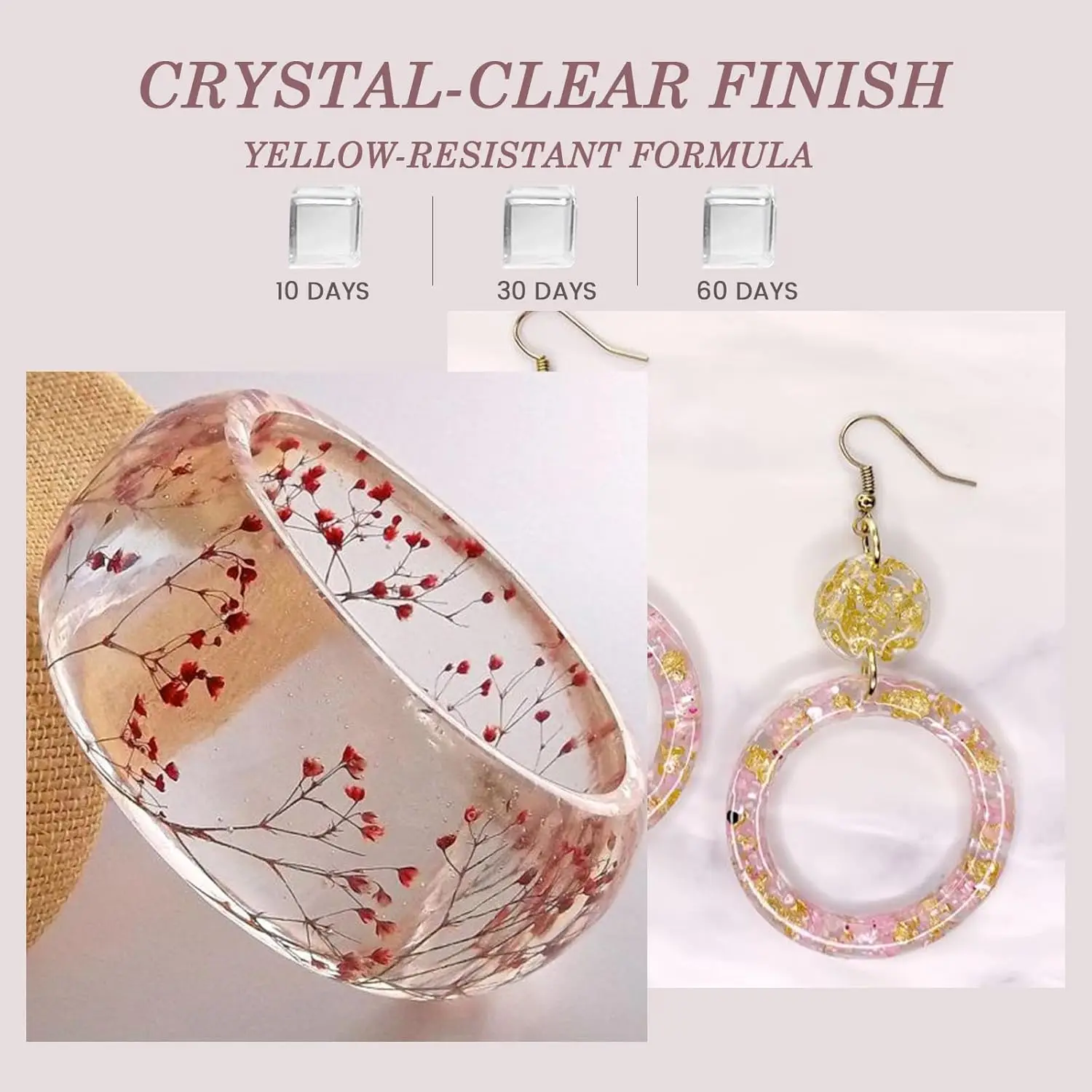 Crystal Clear&Low Odor,UV Light,Silicone Mat,Ultraviolet Epoxy Resin Hard,Starter Kit for Jewelry,Craft Decor,Keychain Making view 5