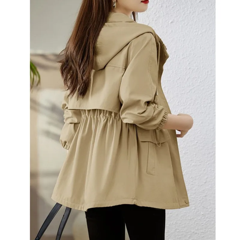 Manteau Slim à Capuche pour Femme, Pardessus à Manches sulf, Fermeture Éclair, Coupe-vent Décontracté, Nouvelle Collection Automne 2025, T842