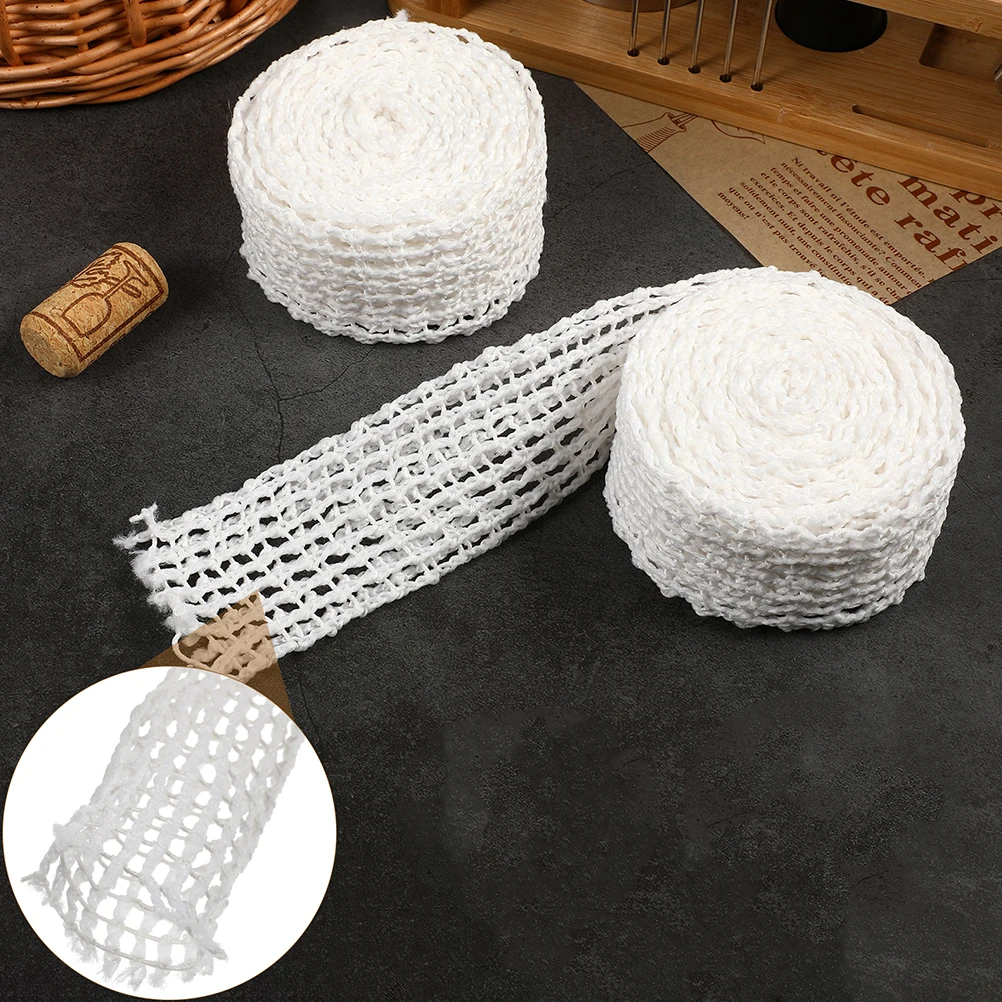 

2 Rolls 2M Meat Netting For Roasting Sausage Packaging Beef Mesh Kitchen Netting Cooking String Elastic Meat Packaging Net Tool