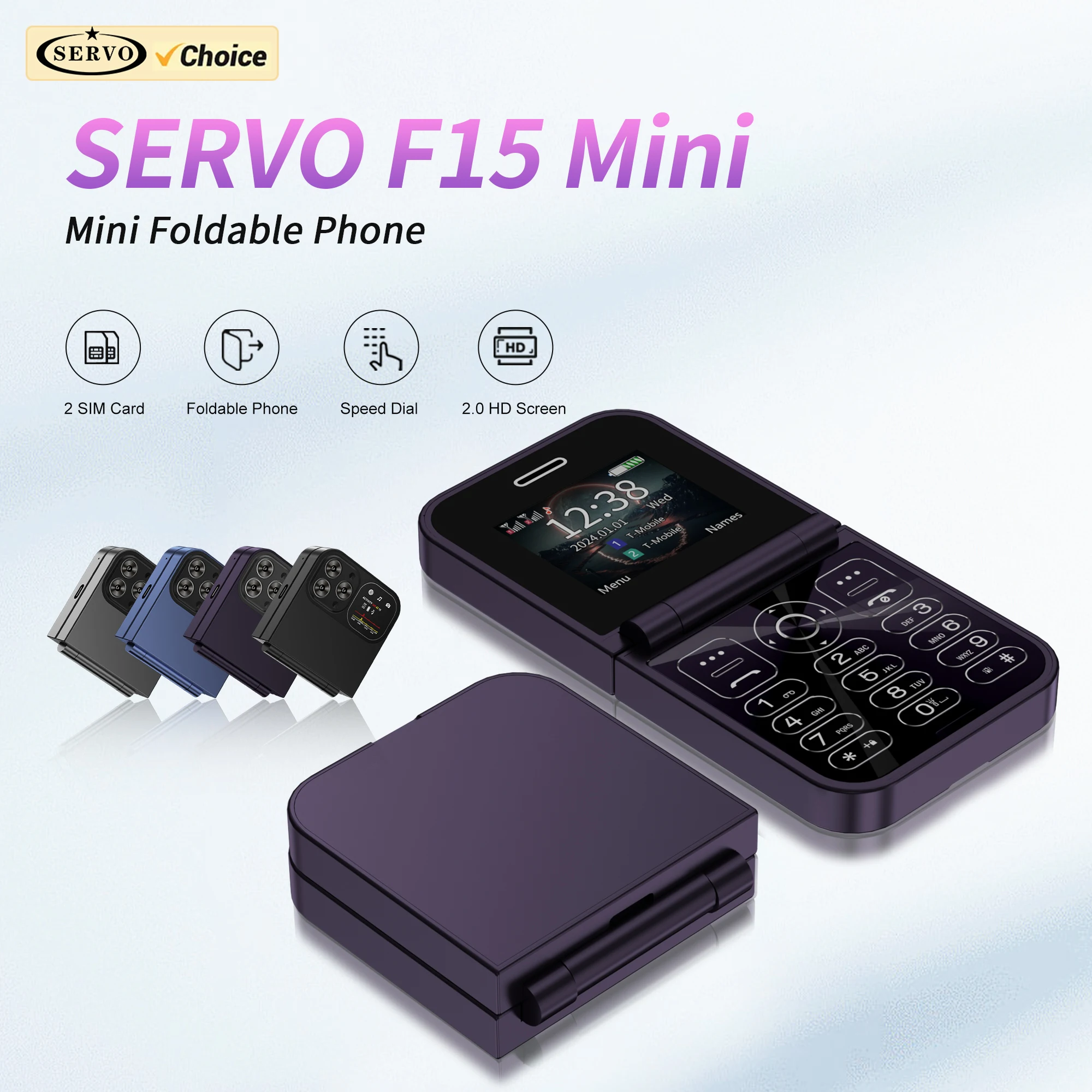 SERVO F15 Mini 2G GSM Flip Mobile Phone Dual SIM Standby Magic Voice Blacklist Call Recording FM Radio Compact Folding Cellphone