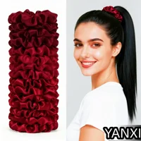 1/60/100/12/24pcs wine red Satin Hair Scrunchies Set For Women Elastic Ties Suitable Ponytail Casual Accessories Headwear Cute