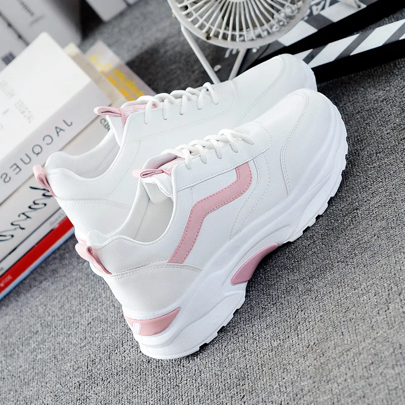 Stylish Women Sports Walking Shoes Student Increasing 5CM Sneakers Youth Girls Cushioning Height Platform Breathable trainers