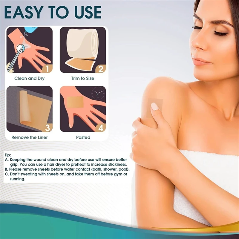 Waterproof & Breathable Silicone Scar Tape – Reusable Skin-Colored Adhesive Patch for Ears, Sports & Friction Protection