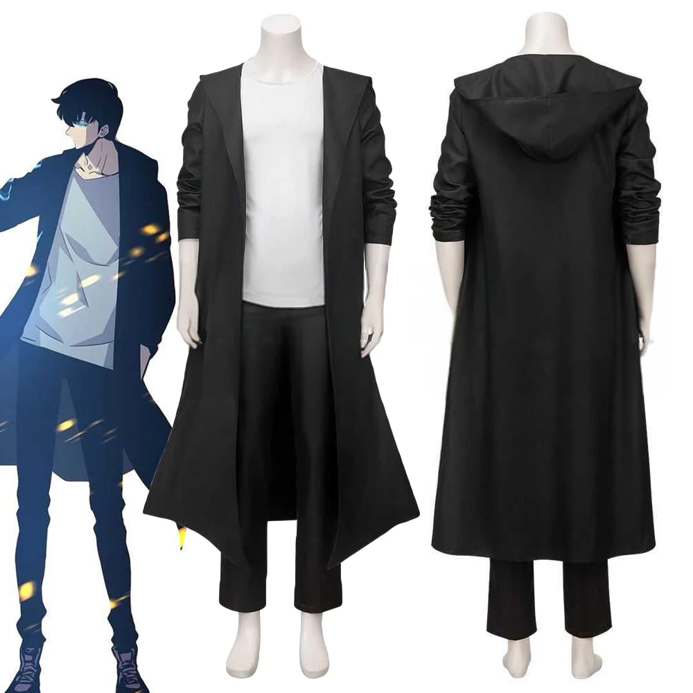 Anime Solo Leveling Knight Killer Sung Jin-woo Cosplay Costume Men T-shirt Coat Pants Suit Uniform Casual Clothes