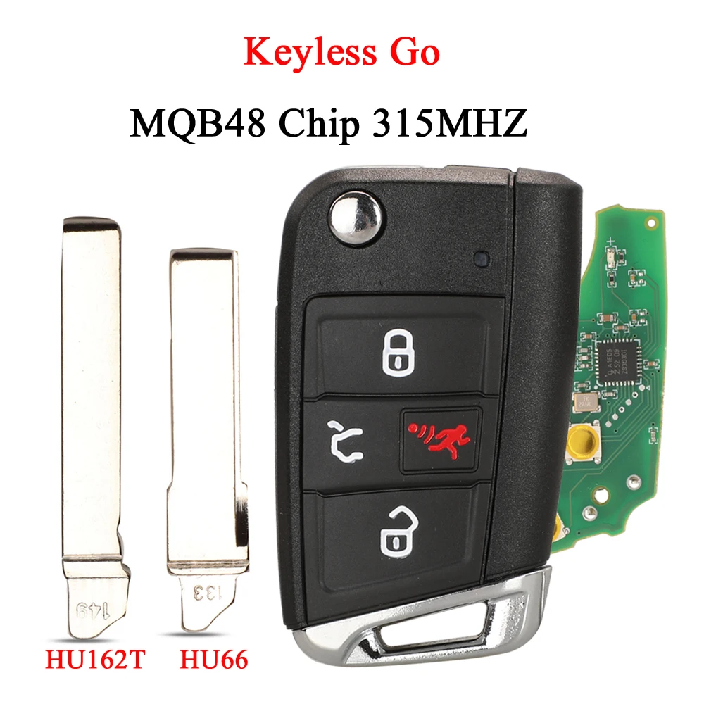 

jingyuqin Keyless Go 315MHz MQB48 Chip Flip Smart Remote Control Car Key For VW Volkswagen Golf GTI Jetta Tiguan 2018-2021
