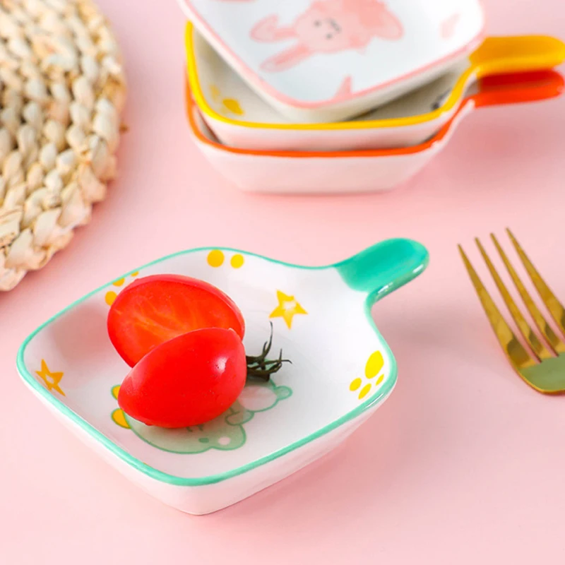 Cute Fruit Shape Ceramic Sauce Dish Small Pet Tableware Hamster Squirrel Feeding Plate Mini Kitchen Seasoning Dish Dipping Bowl