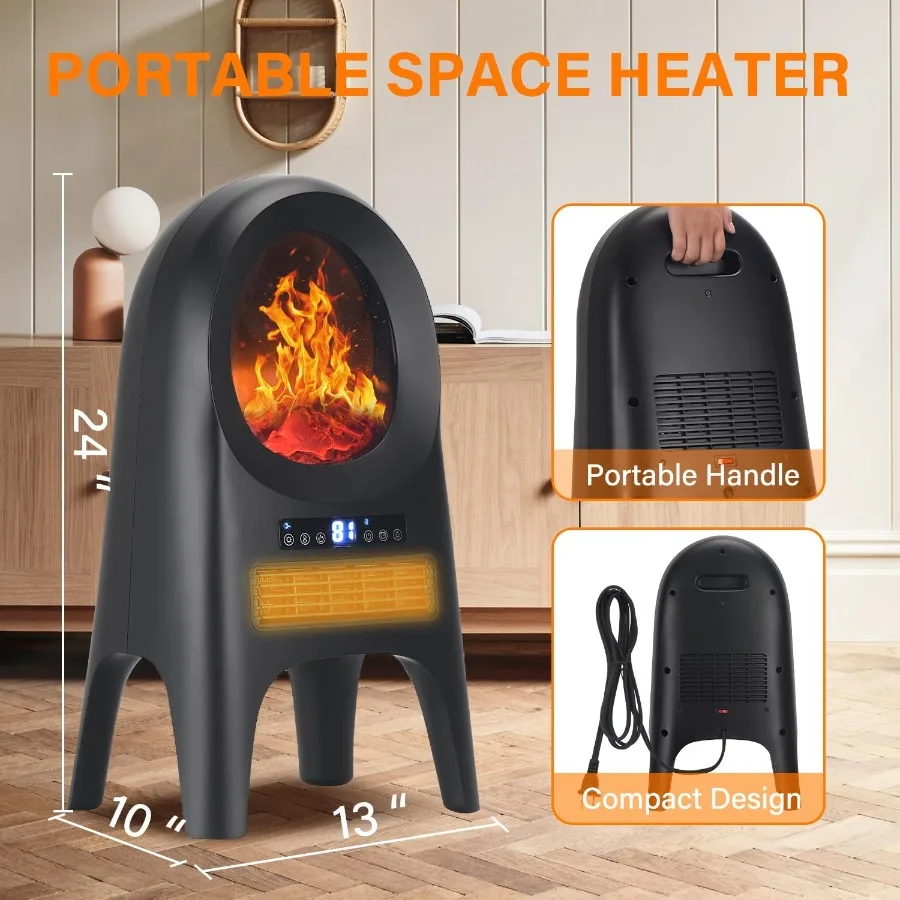 سخان مدفأة صغير 1500 وات للاستخدام الداخلي مع جهاز تحكم عن بعد ومنظم حرارة سخان مساحة سيراميك محمول مثالي للإيقاف المنزلي
