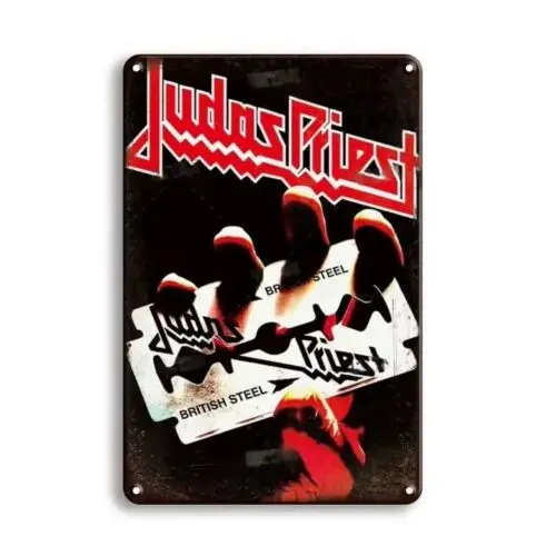 Y1,Judas Priest British Steel Tin Sign Vintage Metal Wall Art Rock Memorabilia -aluminum