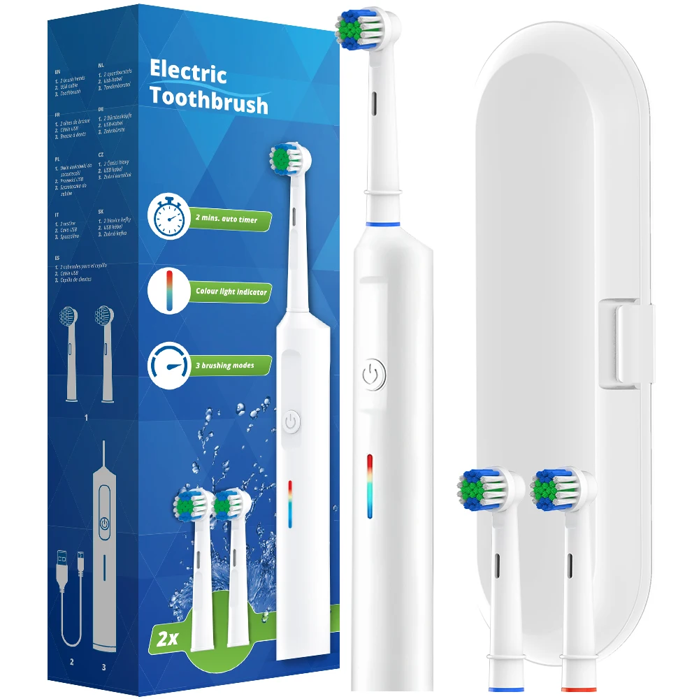 Smart Rotating Electric Toothbrush, Rounded Head Rechargeable Rotation Electric Toothbrushes, Compatible with Oral B Brush Heads