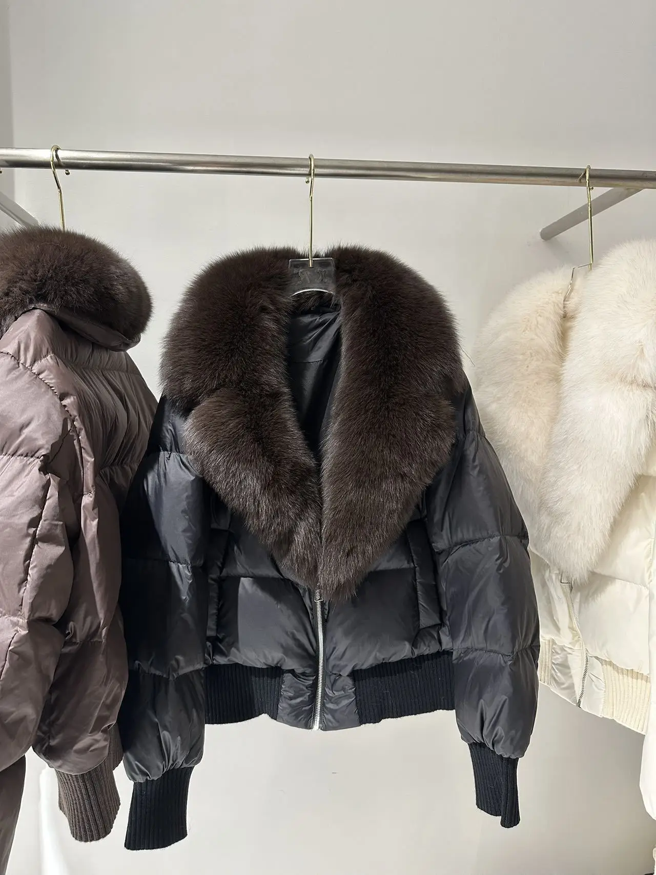 90 blanc canard doudoune hiver femmes réel col de fourrure de renard manteau femme chaud épais matelassé veste fermeture éclair Parker vêtements d'extérieur