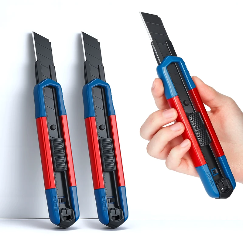 Aluminum Alloy Utility Knife SK5 Alloy Sharp 18mm Blade Multi-functional Paper Cutter Office Art Student Supplies Tool