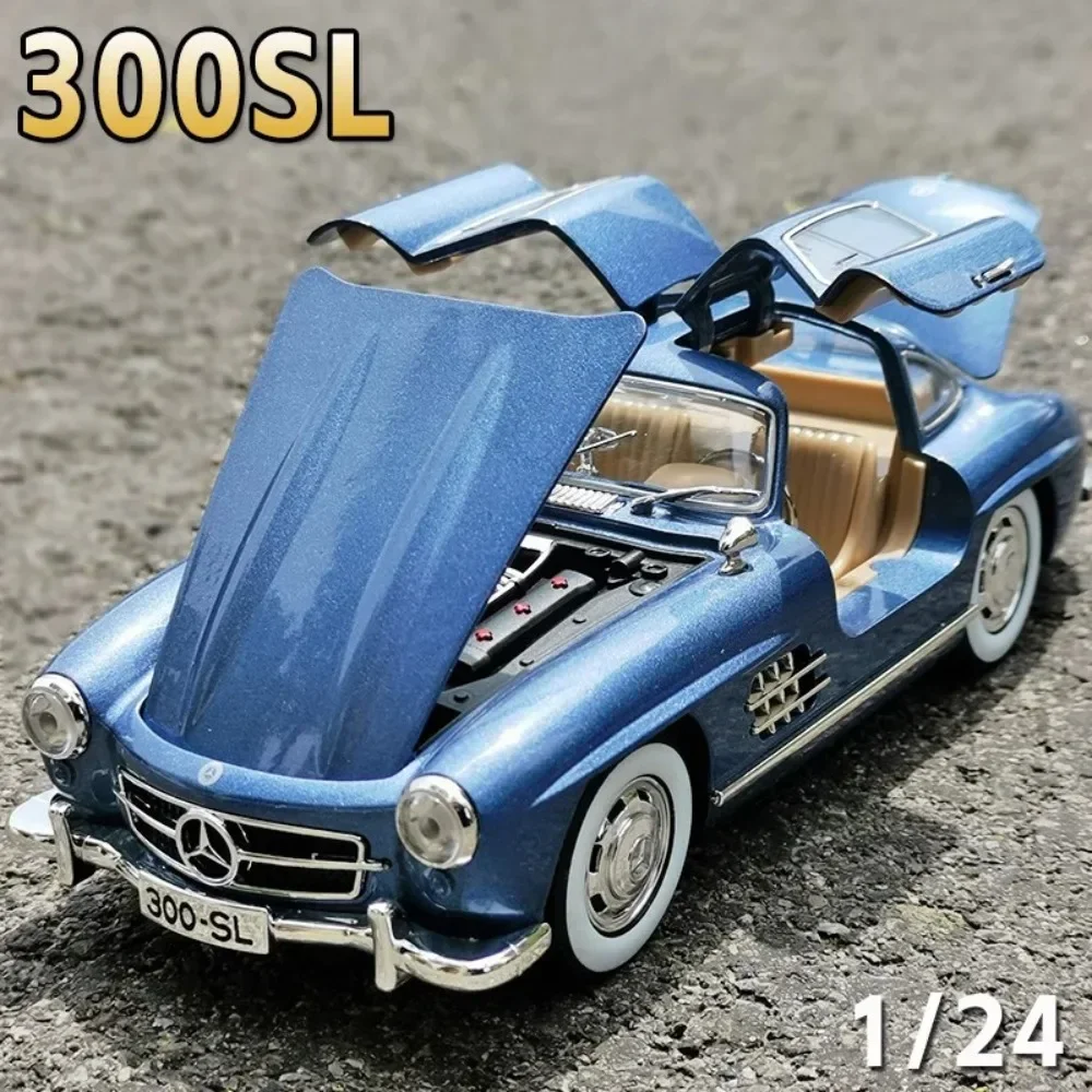 

1:24 масштаб 300SL классическая модель автомобиля игрушка из сплава литой под давлением металл звук свет винтажные модели транспортных средств коллекция детские игрушки подарки