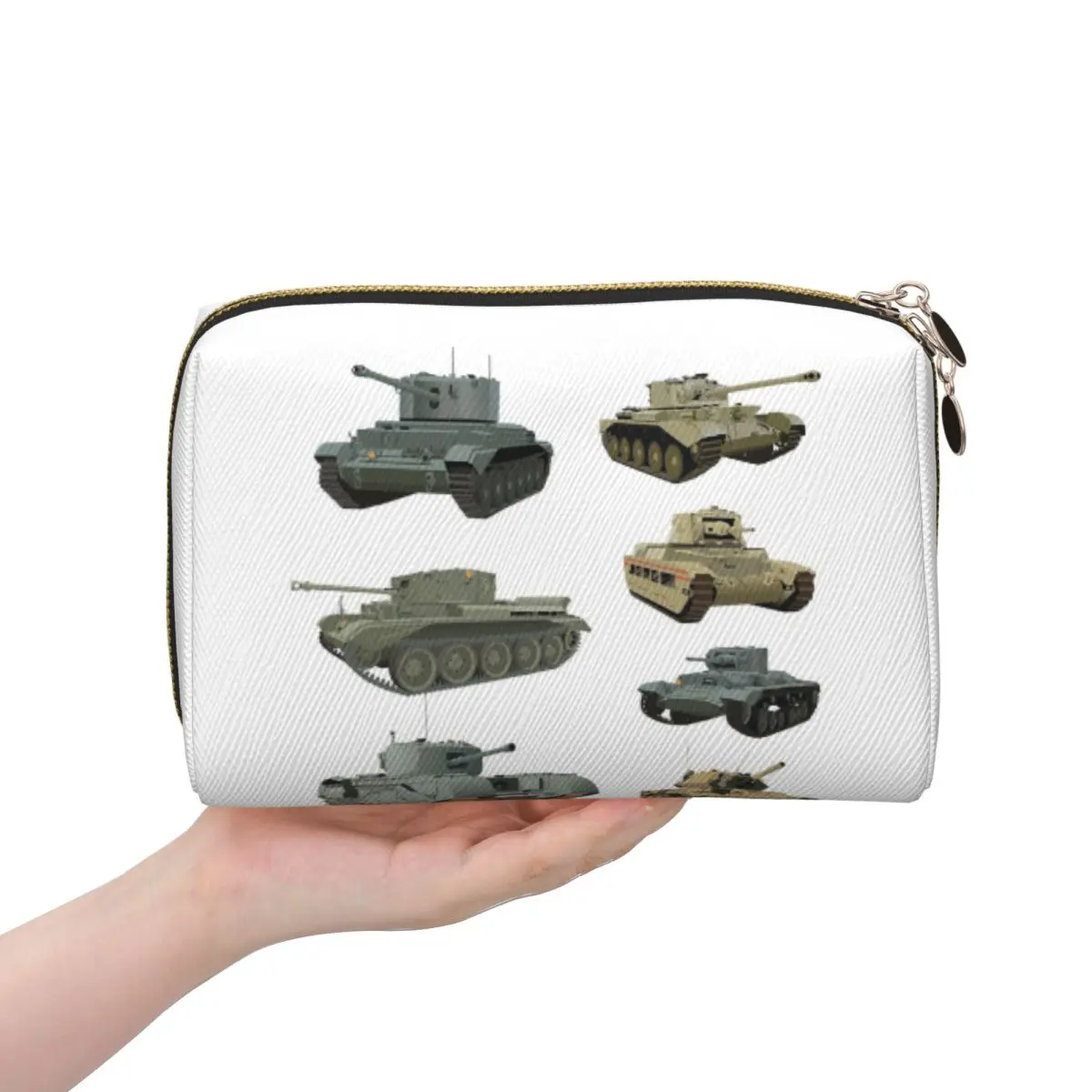 Various British WW2 Tanks Women Cosmetic Bags Travel Makeup Organizer Pouch Toiletry Storage Dopp Kit Case