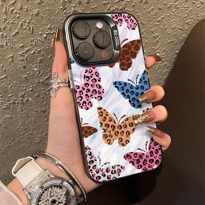 Personalized Creative Leopard Print Butterfly Mobile Phone Case for Iphone 15 14 Promar 13 12 11 Pro 7 8 Plus XR XS MAX cover