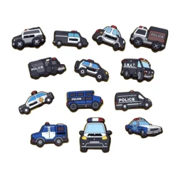 13PCS Cartoon Vehicles Police Car PVC Shoe Charms For DIY Bracelets Sandals Shoes Accessories Garden Shoes Button Decoration