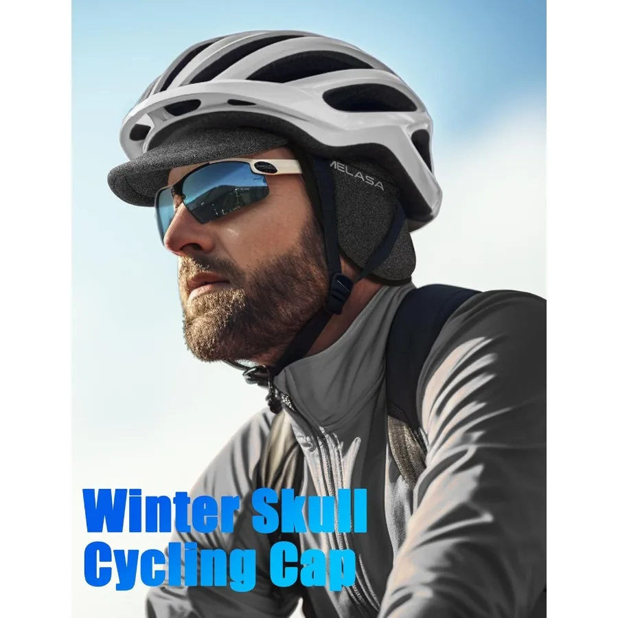 ميلاسا الشتاء الصوف قبعة الدراجات الأذن تدفئة الجمجمة قبعة خوذة بطانة مع الشمس قناع قبعة الدراجة تشغيل قبعة للرجال والنساء