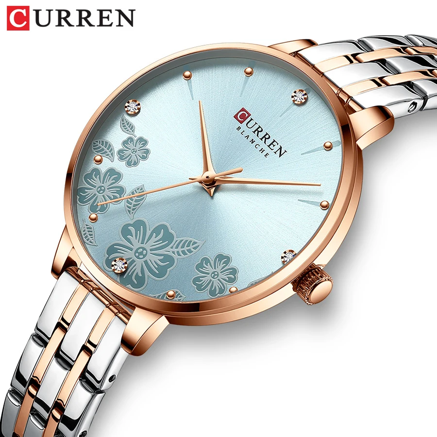 CURREN-relojes de acero inoxidable para mujer, reloj de cuarzo ultrafino, romántico, a la moda