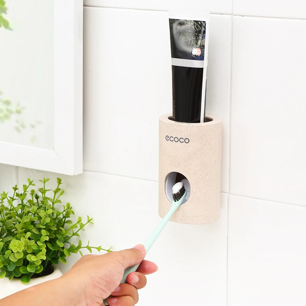 Household Straw Toothpaste with Self-stick Sticker Straw Toothpaste  Toothpaste Squeezer for Home Washroom Bathroom