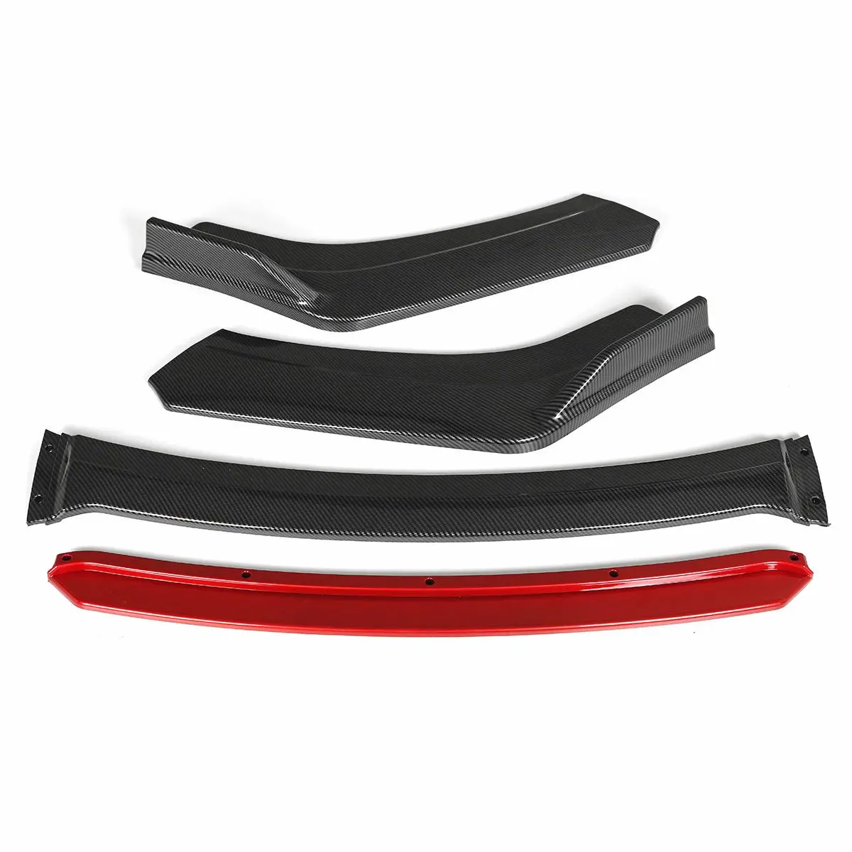 4pcs Universal Front Bumper Lip Side Splitter Spoiler Body Kit Guards For Honda Civic Sedan SI 2016-UP Car Styling Black w/ Red