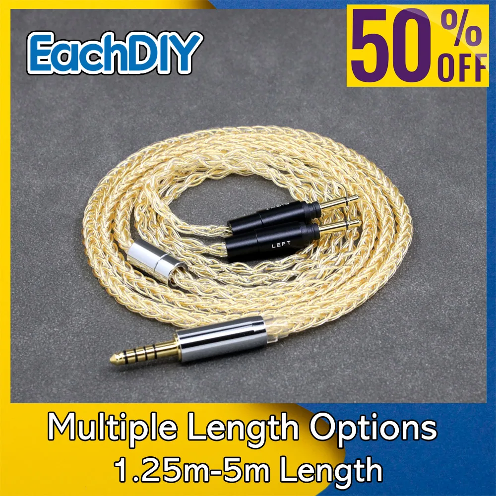 

8 Core 99% 7n Pure Silver 24k Gold Plated Earphone Cable For Yamaha YH-5000SE YH-4000 YH-C3000 Headphone Orignal Type Plug 8804